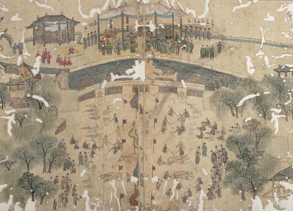영조 때 청계천 준천 사업을 그림으로 그린 김희성의 ‘준천시사열무도’(1709년)